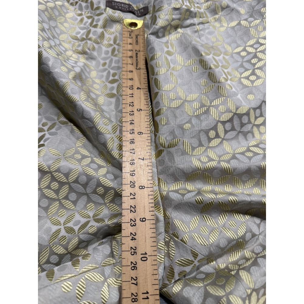 Sigrid Olsen Silk Blend Jacquard Geometric Suit Champagne Shiny Blazer 6 Pants 4 - Picture 12 of 16